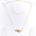 Mesmerizing Evil Eye Guard 21k Gold CZ Necklace