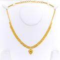 Reflective Dainty Mango Leaf 22k Gold Necklace