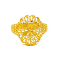 Gorgeous Glossy 22k Gold Floral Mesh Ring 