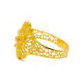 Gorgeous Glossy 22k Gold Floral Mesh Ring 