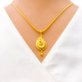 Intricate Floral Paisley 22k Gold Pendant 