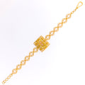 Edgy Geometric Floral Link 21k Gold Bracelet