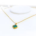 Palatial Posh 21k Gold Clover Pendant W/Chain 