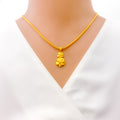 Posh Dual Flower 22k Gold Pendant 