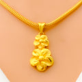 Posh Dual Flower 22k Gold Pendant 