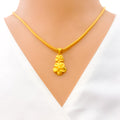 Posh Dual Flower 22k Gold Pendant 