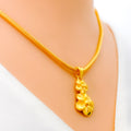 Posh Dual Flower 22k Gold Pendant 