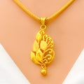 Upscale Spiral Leaf 22k Gold Pendant 