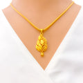 Upscale Spiral Leaf 22k Gold Pendant 