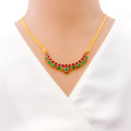 Delightful Vibrant 22k Gold Ruby Emerald Necklace Set 