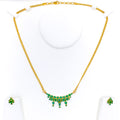Tasteful Traditional 22k Gold Emerald Necklace Set 