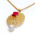 Upscale Unique Oval Diamond + 18k Gold Pendant