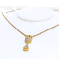 Trendy Striped V Shaped Diamond + 18k Gold Pendant