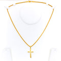 Dotted Dual Finish 22k Gold Cross Pendant 