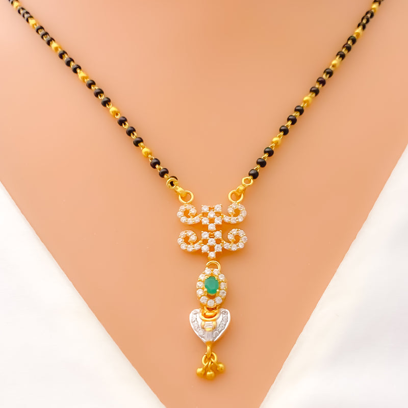 Iconic Dangling Heart 22k Gold CZ Mangal Sutra