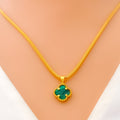 Ornamental 21k Gold Clover Pendant Set W/Ring 