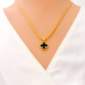 Impeccable 21k Gold Clover Pendant Set W/Ring 