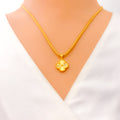 Majestic Glowing 21k Gold Clover Pendant Set W/Ring 