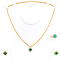 Ornamental 21k Gold Clover Pendant Set W/Ring 