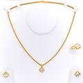 Pearlescent 21k Gold Clover Pendant Set W/Ring 