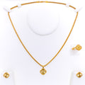 Majestic Glowing 21k Gold Clover Pendant Set W/Ring 