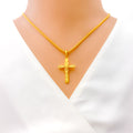 Iconic Infinity Loop 22k Gold Cross Pendant 