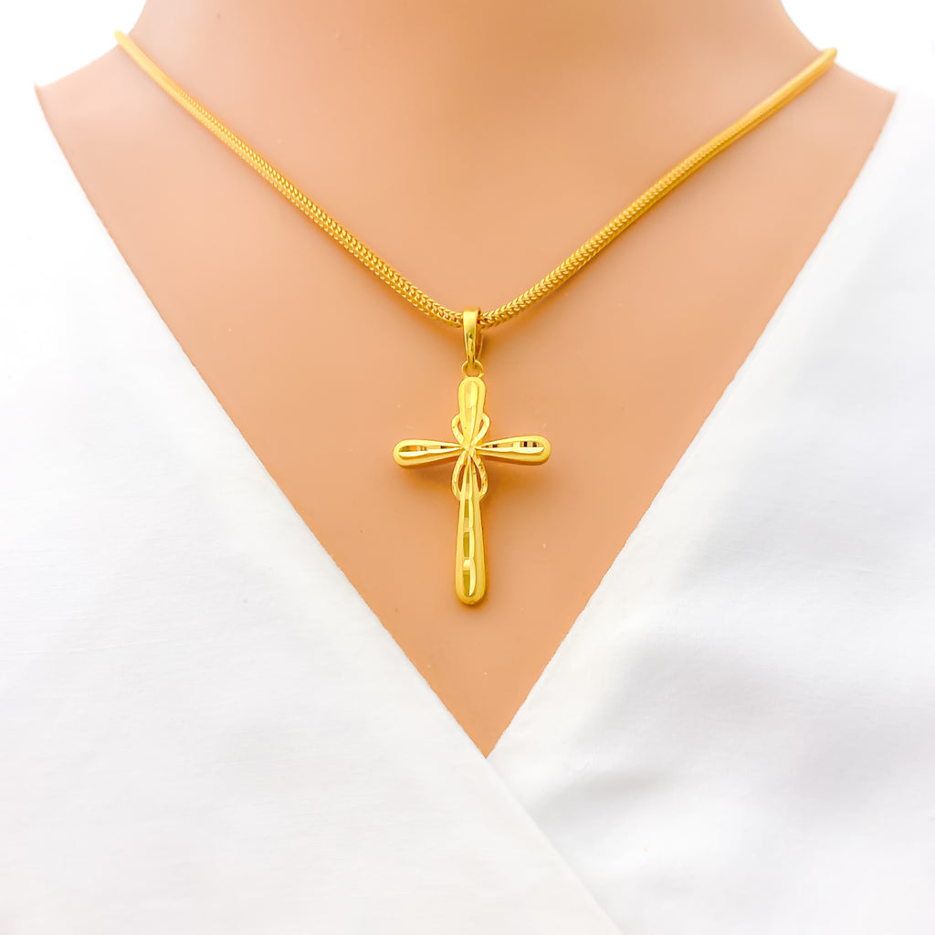 Iconic Infinity Loop 22k Gold Cross Pendant – Andaaz Jewelers