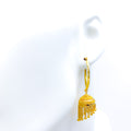 Trendy Dangling Chain 22K Gold Bali Earrings 