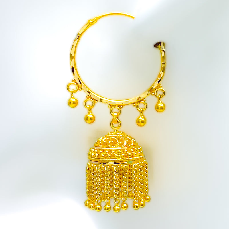 Mesmerizing Ornamental 22K Gold Bali Earrings 