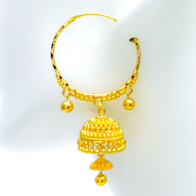 Charming Dual Layered 22K Gold Bali Earrings 