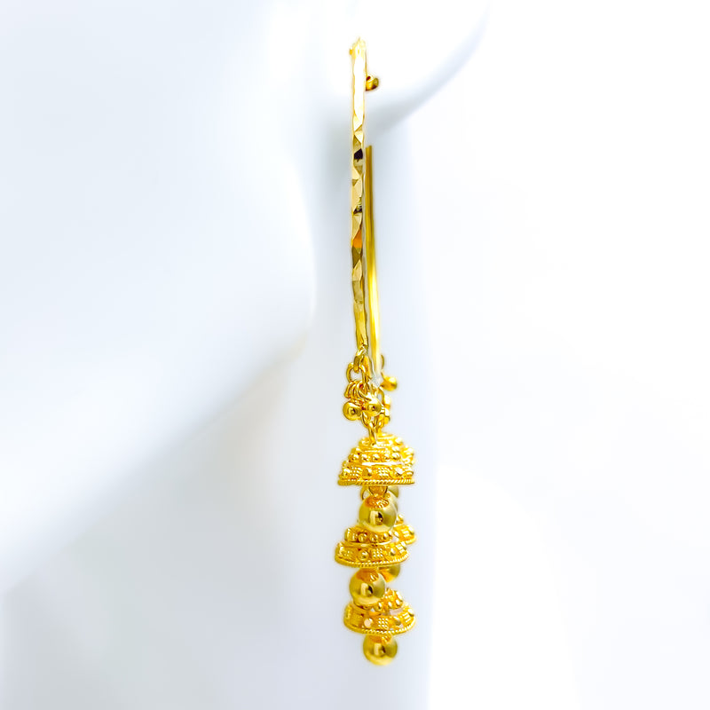 Ethereal Lovely 22K Gold Dressy Bali Earrings 