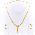 Charming Asymmetrical 21k Gold Reflective Necklace Set 