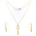 Delicate Tasteful 21k Gold Enameled Necklace Set 