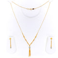 Impeccable Embellished 21k Gold Hanging Necklace Set 