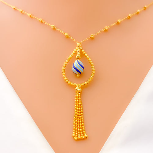 Refined Glamorous 21k Gold Drop Necklace Set 