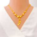 Charming Asymmetrical 21k Gold Reflective Necklace Set 