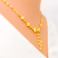 Charming Asymmetrical 21k Gold Reflective Necklace Set 