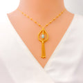 Delicate Tasteful 21k Gold Enameled Necklace Set 