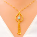 Delicate Tasteful 21k Gold Enameled Necklace Set 