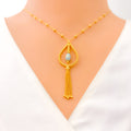 Delicate Tasteful 21k Gold Enameled Necklace Set 