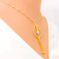 Delicate Tasteful 21k Gold Enameled Necklace Set 