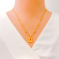 Trendy Rectangular 21k Gold Chic Necklace Set 