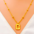 Trendy Rectangular 21k Gold Chic Necklace Set 