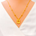 Trendy Rectangular 21k Gold Chic Necklace Set 