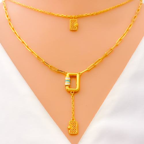 Captivating Contemporary 21k Gold Necklace Set 