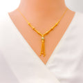 Impeccable Embellished 21k Gold Hanging Necklace Set 