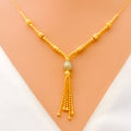 Impeccable Embellished 21k Gold Hanging Necklace Set 