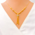 Impeccable Embellished 21k Gold Hanging Necklace Set 