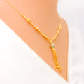 Impeccable Embellished 21k Gold Hanging Necklace Set 