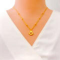 Edgy Lustrous 21k Gold Fanned Necklace Set 